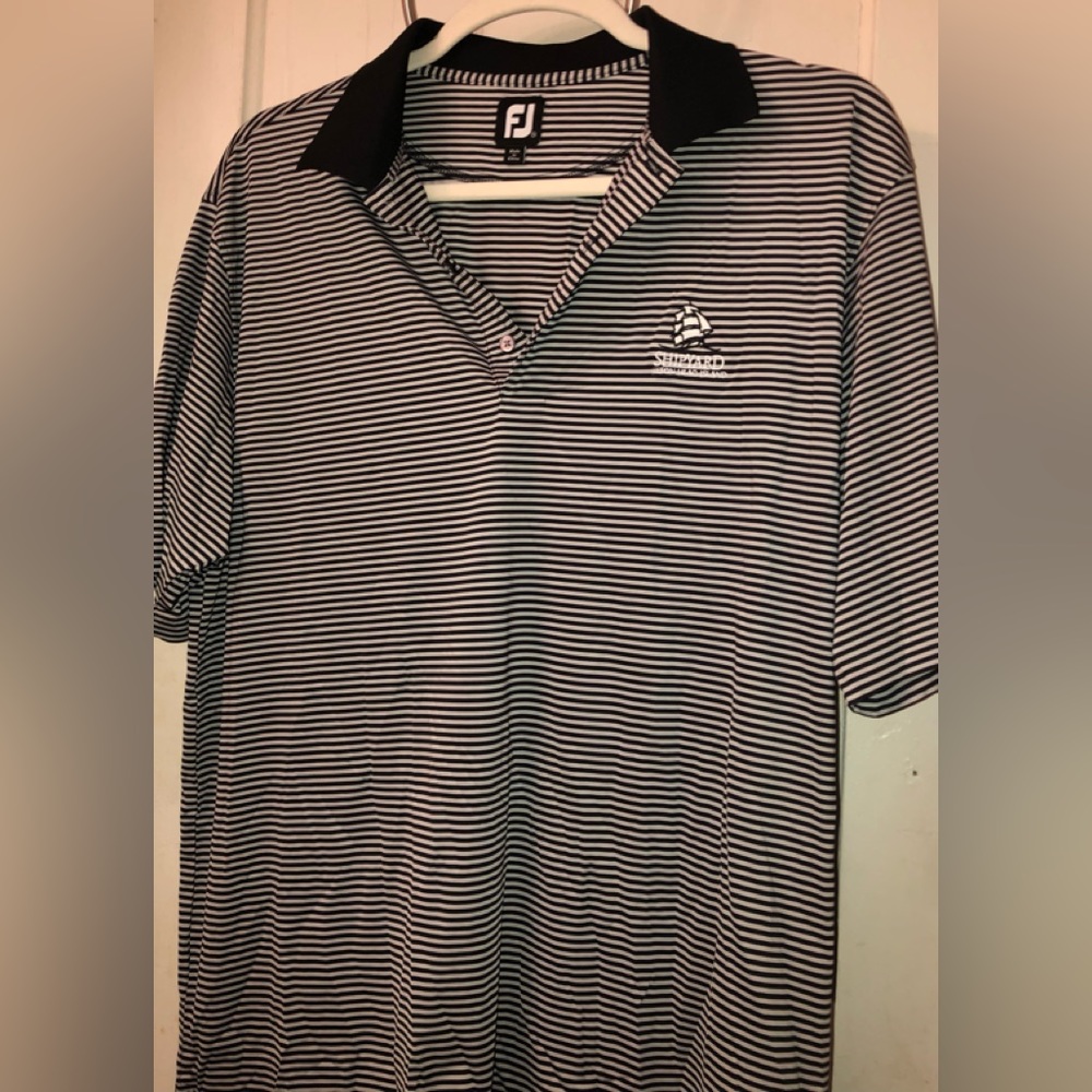 Footjoy Black & Grey Stripe Shipyard Hilton Head SC Mens Golf Shirt sz 2XL